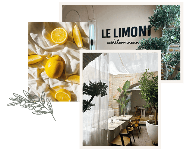 Le Limoni Restaurant Méditerranéen à Perpignan collage photo présentant le restaurant et son ambiance chaleureuse